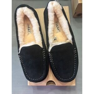 UGG Ansley Moccasin Slipper Women 5 Black New Suede Water Resistant 3312